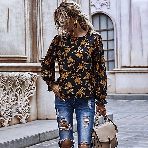 Women's Blouse Shirt Graphic Prints Long Sleeve Print Round Neck Basic Tops Black
Women's Blouse Shirt Graphic Prints Long Sleeve Print Round Neck Basic Tops Black