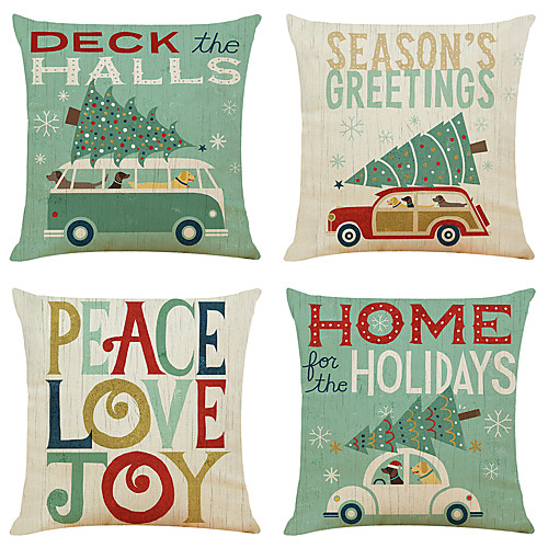 Set of 4 Christmas holiday Faux Linen Square Decorative Throw Pillow Cases Sofa Cushion Covers 18x18
Set of 4 Christmas holiday Faux Linen Square Decorative Throw Pillow Cases Sofa Cushion Covers 18x18