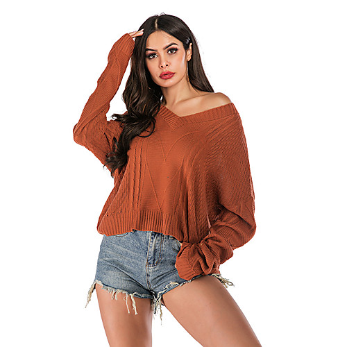 Women's Basic Knitted Solid Color Plain Pullover Long Sleeve Sweater Cardigans V Neck Fall Winter Khaki
Women's Basic Knitted Solid Color Plain Pullover Long Sleeve Sweater Cardigans V Neck Fall Winter Khaki