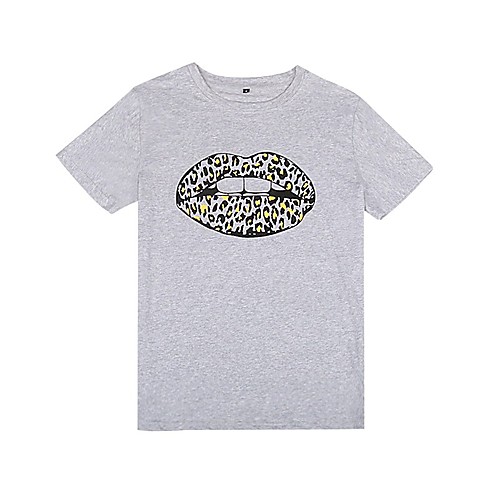 Women's T shirt Mouth Print Round Neck Tops Basic Basic Top White Wine Light gray
Women's T shirt Mouth Print Round Neck Tops Basic Basic Top White Wine Light gray