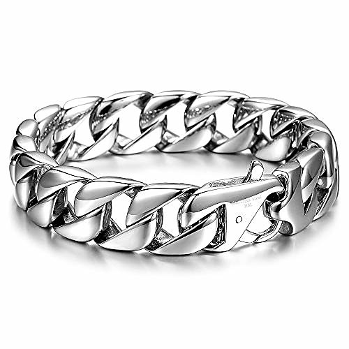 15mm curb cuban heavy big bracelet for mens women 316l stainless steel link chain bangle fits 9.5inch wrist
15mm curb cuban heavy big bracelet for mens women 316l stainless steel link chain bangle fits 9.5inch wrist