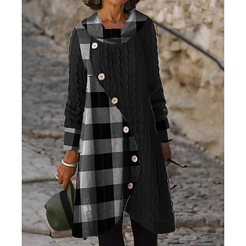 Women's Sweater Jumper Dress Knee Length Dress Gray Long Sleeve Color Block Button Fall Spring Round Neck Hot Casual vacation dresses Loose 2021 M L XL XXL 3XL
Women's Sweater Jumper Dress Knee Length Dress Gray Long Sleeve Color Block Button Fall Spring Round Neck Hot Casual vacation dresses Loose 2021 M L XL XXL 3XL