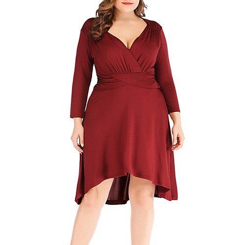Women's Swing Dress Knee Length Dress Blue Black Red Long Sleeve Solid Color Patchwork Fall V Neck Work 2021 XL XXL 3XL 4XL 5XL / Plus Size
Women's Swing Dress Knee Length Dress Blue Black Red Long Sleeve Solid Color Patchwork Fall V Neck Work 2021 XL XXL 3XL 4XL 5XL / Plus Size