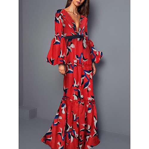 Women's Swing Dress Maxi long Dress Red Long Sleeve Print Print Fall Spring V Neck Sexy Puff Sleeve 2021 S M L XL XXL 3XL
Women's Swing Dress Maxi long Dress Red Long Sleeve Print Print Fall Spring V Neck Sexy Puff Sleeve 2021 S M L XL XXL 3XL