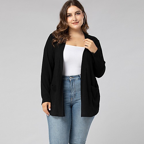 Women's Basic Knitted Solid Color Plain Cardigan Long Sleeve Plus Size Loose Sweater Cardigans V Neck Fall Winter Black
Women's Basic Knitted Solid Color Plain Cardigan Long Sleeve Plus Size Loose Sweater Cardigans V Neck Fall Winter Black