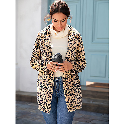 Women's Faux Fur Coat Daily Fall & Winter Regular Coat Regular Fit Basic Jacket Long Sleeve Leopard Print Light Brown
Women's Faux Fur Coat Daily Fall & Winter Regular Coat Regular Fit Basic Jacket Long Sleeve Leopard Print Light Brown