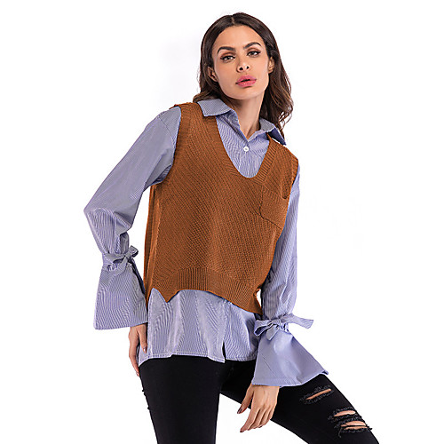 Women's Basic Knitted Solid Color Plain Vest Sleeveless Sweater Cardigans V Neck Fall Winter Black Blue Khaki
Women's Basic Knitted Solid Color Plain Vest Sleeveless Sweater Cardigans V Neck Fall Winter Black Blue Khaki