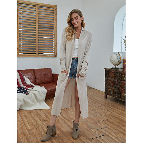 Women's Basic Casual Pocket Solid Color Cardigan Sweater Long Sleeve Loose Sweater Cardigans Open Front Fall Winter Beige
Women's Basic Casual Pocket Solid Color Cardigan Sweater Long Sleeve Loose Sweater Cardigans Open Front Fall Winter Beige