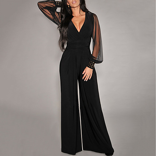 Women's Basic Sexy Party Wedding Holiday V Neck 2021 Black Slim Jumpsuit Solid Colored Mesh Patchwork
Women's Basic Sexy Party Wedding Holiday V Neck 2021 Black Slim Jumpsuit Solid Colored Mesh Patchwork