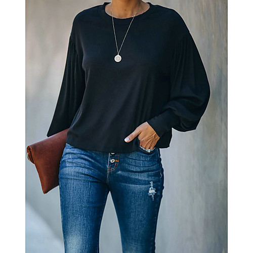 Women's Blouse Shirt Solid Colored Long Sleeve Backless Knotted Round Neck Basic Tops Black
Women's Blouse Shirt Solid Colored Long Sleeve Backless Knotted Round Neck Basic Tops Black
