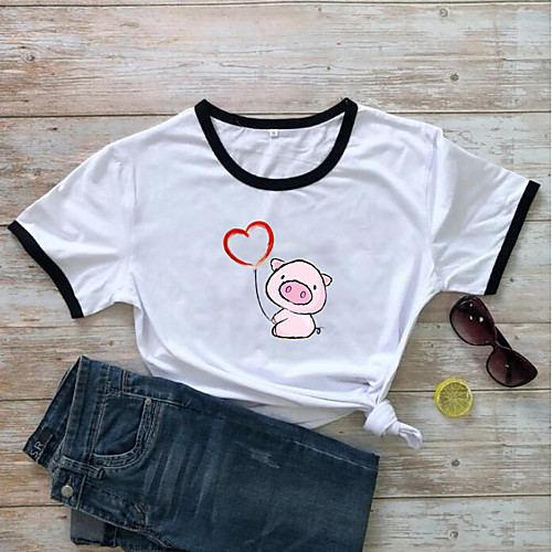 Women's T shirt Heart Animal Print Round Neck Tops 100% Cotton Basic Basic Top White Yellow Wine
Women's T shirt Heart Animal Print Round Neck Tops 100% Cotton Basic Basic Top White Yellow Wine