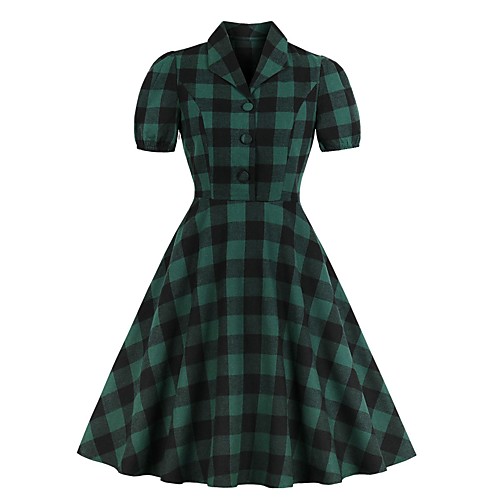 Women's A Line Dress Knee Length Dress Green Short Sleeve Plaid Patchwork Print Summer Shirt Collar Hot Elegant Vintage Slim 2021 XL XXL 3XL 4XL / Cotton / Cotton
Women's A Line Dress Knee Length Dress Green Short Sleeve Plaid Patchwork Print Summer Shirt Collar Hot Elegant Vintage Slim 2021 XL XXL 3XL 4XL / Cotton / Cotton