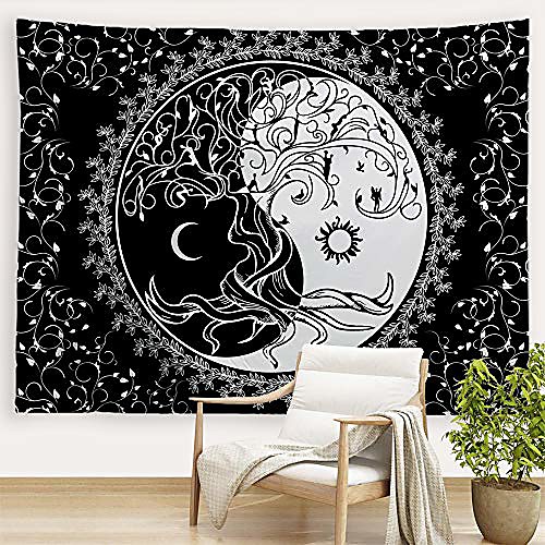trippy sun and moon tapestries bohemian hippie black and white tapestry psychedelic yin yang wall art tree of life wall hanging blanket bedspread table cloth for bedroom dorm 80 w x 60l
trippy sun and moon tapestries bohemian hippie black and white tapestry psychedelic yin yang wall art tree of life wall hanging blanket bedspread table cloth for bedroom dorm 80 w x 60l