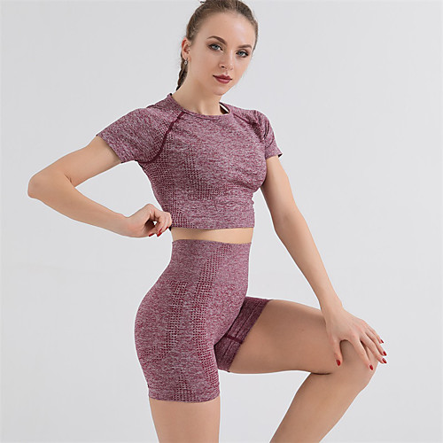 Women's 2pcs Tracksuit Yoga Suit Summer Cropped Solid Color Emerald Green Purple Dusty Rose Nylon Yoga Fitness Gym Workout Clothing Suit Short Sleeve Sport Activewear Tummy Control Butt Lift Stretchy
Women's 2pcs Tracksuit Yoga Suit Summer Cropped Solid Color Emerald Green Purple Dusty Rose Nylon Yoga Fitness Gym Workout Clothing Suit Short Sleeve Sport Activewear Tummy Control Butt Lift Stretchy