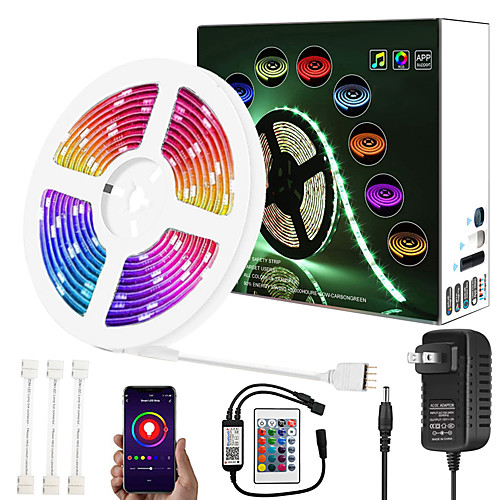 Upgrade 32ft 10M Music Synchronous Dimming Intelligent App Control Waterproof 5050 RGB LED Strip Light with IR24 Key Bluetooth Controller or with DC12V Adapter Kit
Upgrade 32ft 10M Music Synchronous Dimming Intelligent App Control Waterproof 5050 RGB LED Strip Light with IR24 Key Bluetooth Controller or with DC12V Adapter Kit