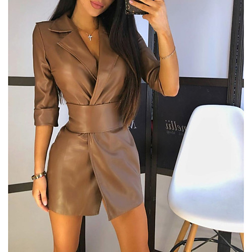 Women's A Line Dress Short Mini Dress Black Brown 3/4 Length Sleeve Solid Color Fall Winter Shirt Collar Casual Slim 2021 S M L
Women's A Line Dress Short Mini Dress Black Brown 3/4 Length Sleeve Solid Color Fall Winter Shirt Collar Casual Slim 2021 S M L