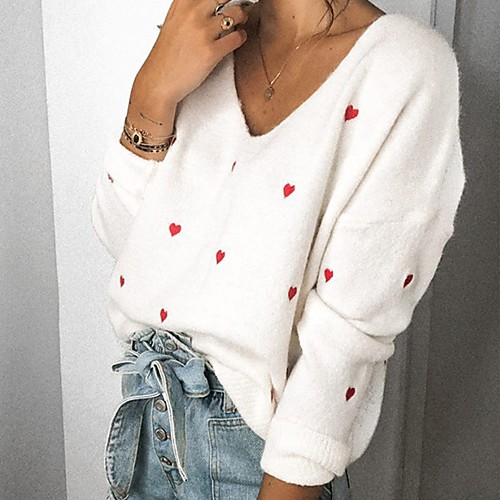 Women's Basic Knitted Solid Color Plain Pullover Long Sleeve Sweater Cardigans V Neck Fall Winter White Black
Women's Basic Knitted Solid Color Plain Pullover Long Sleeve Sweater Cardigans V Neck Fall Winter White Black