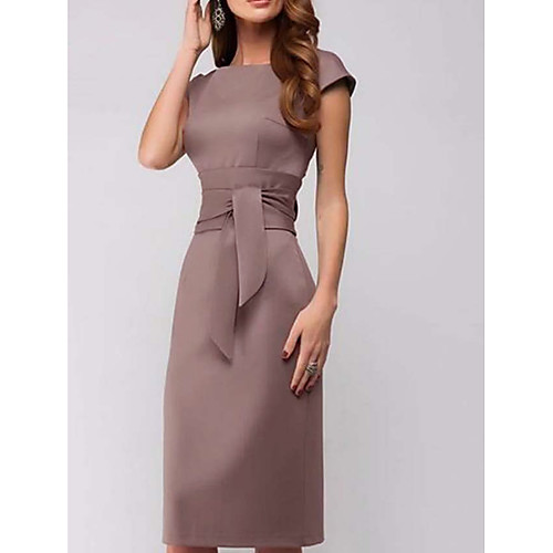 A-Line Elegant Holiday Cocktail Party Dress Jewel Neck Short Sleeve Knee Length Satin with Sash / Ribbon 2021
A-Line Elegant Holiday Cocktail Party Dress Jewel Neck Short Sleeve Knee Length Satin with Sash / Ribbon 2021