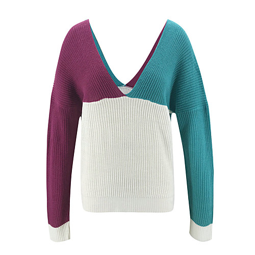 Women's Basic Open Back Color Block Pullover Long Sleeve Sweater Cardigans V Neck Fall Winter Rainbow
Women's Basic Open Back Color Block Pullover Long Sleeve Sweater Cardigans V Neck Fall Winter Rainbow
