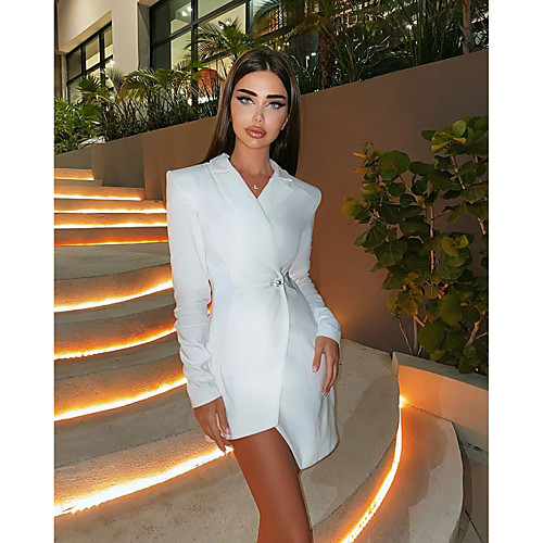 Women's Sheath Dress Short Mini Dress White Long Sleeve Solid Color Patchwork Fall Shirt Collar Work Casual Slim 2021 S M L XL
Women's Sheath Dress Short Mini Dress White Long Sleeve Solid Color Patchwork Fall Shirt Collar Work Casual Slim 2021 S M L XL