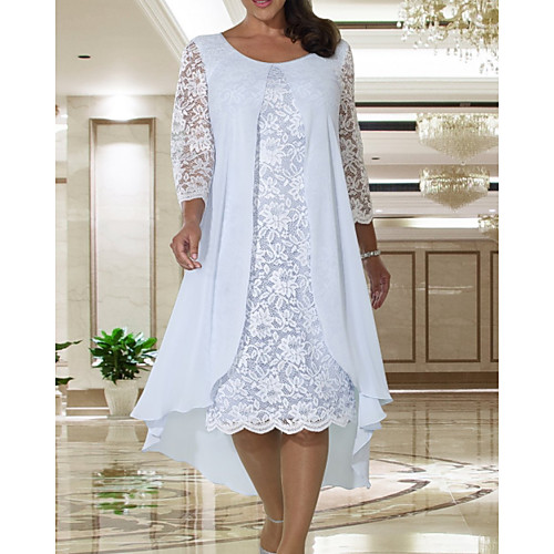 A-Line Mother of the Bride Dress Plus Size Elegant Jewel Neck Knee Length Chiffon Lace Long Sleeve with Lace 2021
A-Line Mother of the Bride Dress Plus Size Elegant Jewel Neck Knee Length Chiffon Lace Long Sleeve with Lace 2021