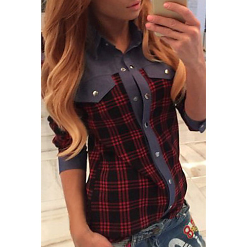 Women's Blouse Shirt Plaid Check Long Sleeve Patchwork Shirt Collar Basic Tops Red
Women's Blouse Shirt Plaid Check Long Sleeve Patchwork Shirt Collar Basic Tops Red