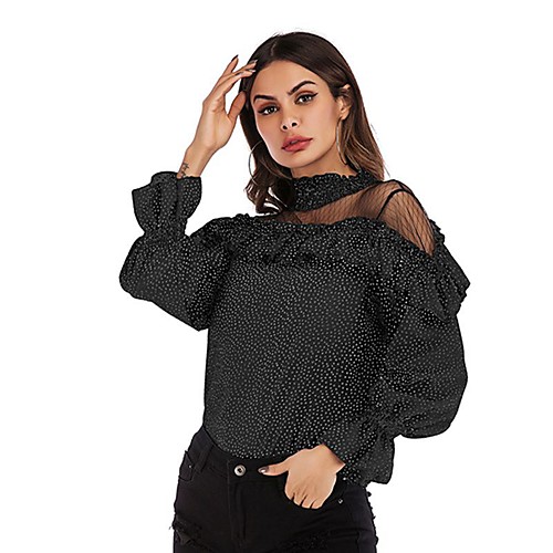 Women's Blouse Shirt Leopard Cheetah Print Long Sleeve Ruffle Mesh Print High Neck Basic Tops White Black Blue
Women's Blouse Shirt Leopard Cheetah Print Long Sleeve Ruffle Mesh Print High Neck Basic Tops White Black Blue