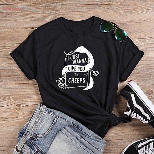 Women's T shirt Graphic Text Graphic Prints Print Round Neck Tops 100% Cotton Basic Basic Top White Black Purple
Women's T shirt Graphic Text Graphic Prints Print Round Neck Tops 100% Cotton Basic Basic Top White Black Purple