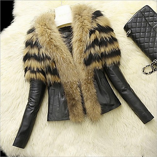 Women's Faux Fur Coat Daily Fall & Winter Regular Coat Regular Fit Basic Jacket Long Sleeve Striped Fur Trim Yellow Black
Women's Faux Fur Coat Daily Fall & Winter Regular Coat Regular Fit Basic Jacket Long Sleeve Striped Fur Trim Yellow Black