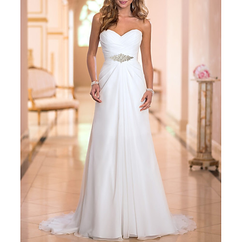 A-Line Wedding Dresses Strapless Sweep / Brush Train Chiffon Strapless Simple Backless with Crystals 2021
A-Line Wedding Dresses Strapless Sweep / Brush Train Chiffon Strapless Simple Backless with Crystals 2021