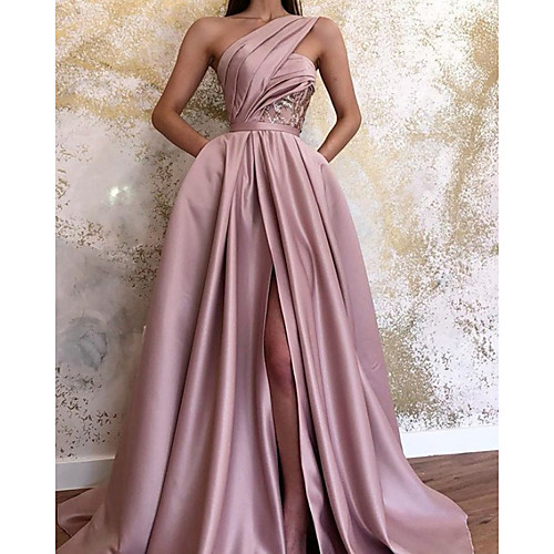 A-Line Minimalist Sexy Wedding Guest Formal Evening Valentine's Day Dress One Shoulder Sleeveless Sweep / Brush Train Satin with Pleats Split 2021
A-Line Minimalist Sexy Wedding Guest Formal Evening Valentine's Day Dress One Shoulder Sleeveless Sweep / Brush Train Satin with Pleats Split 2021