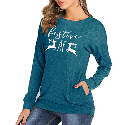 Women's Christmas T shirt Graphic Letter Animal Long Sleeve Print Round Neck Basic Tops Cotton Black Blushing Pink Green
Women's Christmas T shirt Graphic Letter Animal Long Sleeve Print Round Neck Basic Tops Cotton Black Blushing Pink Green