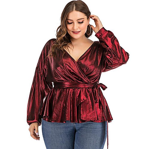 Women's Plus Size Blouse Shirt Solid Colored Long Sleeve Lace up V Neck Basic Tops Wine
Women's Plus Size Blouse Shirt Solid Colored Long Sleeve Lace up V Neck Basic Tops Wine