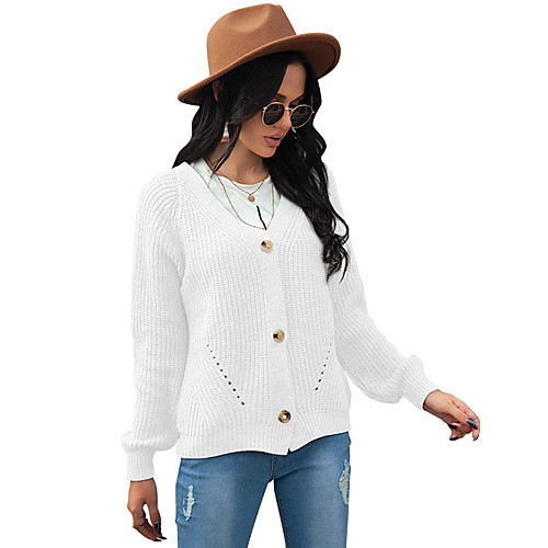 Women's Basic Solid Color Plain Cardigan Long Sleeve Sweater Cardigans V Neck Fall Winter White Black Khaki
Women's Basic Solid Color Plain Cardigan Long Sleeve Sweater Cardigans V Neck Fall Winter White Black Khaki