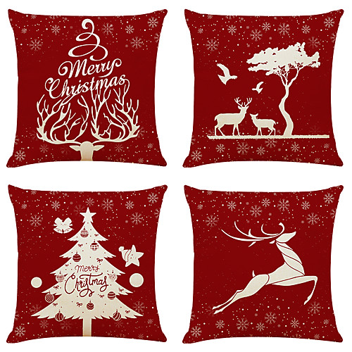 1 Set of 4 pcs Christmas Series Decorative Faux Linen Throw Pillow Cover 18 x 18 inches 45 x 45cm For Home Decoration Christmas Decoration
1 Set of 4 pcs Christmas Series Decorative Faux Linen Throw Pillow Cover 18 x 18 inches 45 x 45cm For Home Decoration Christmas Decoration