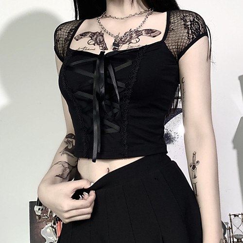 Goth Girl Lisa Gothic Goth Subculture Summer Party Costume Masquerade Women's Costume Black Vintage Cosplay Club Bar Short Sleeve / Top / Top
Goth Girl Lisa Gothic Goth Subculture Summer Party Costume Masquerade Women's Costume Black Vintage Cosplay Club Bar Short Sleeve / Top / Top