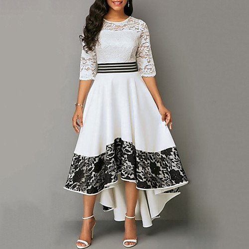 Women's Swing Dress Midi Dress White Half Sleeve Solid Color Backless Zipper Lace Fall Round Neck Vintage Slim 2021 S M L XL XXL 3XL
Women's Swing Dress Midi Dress White Half Sleeve Solid Color Backless Zipper Lace Fall Round Neck Vintage Slim 2021 S M L XL XXL 3XL