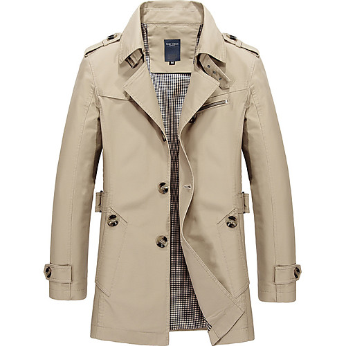 Men's Trench Coat Daily Fall & Winter Long Coat Regular Fit Basic Jacket Long Sleeve Solid Colored Blue Army Green / Cotton
Men's Trench Coat Daily Fall & Winter Long Coat Regular Fit Basic Jacket Long Sleeve Solid Colored Blue Army Green / Cotton