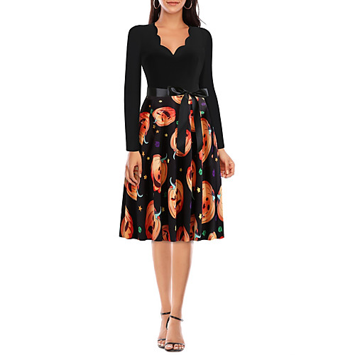 Women's A Line Dress Knee Length Dress Gold Orange Red Long Sleeve Print Lace up Patchwork Print Fall Summer V Neck Elegant Casual Party Halloween Slim 2021 S M L XL XXL 3XL
Women's A Line Dress Knee Length Dress Gold Orange Red Long Sleeve Print Lace up Patchwork Print Fall Summer V Neck Elegant Casual Party Halloween Slim 2021 S M L XL XXL 3XL