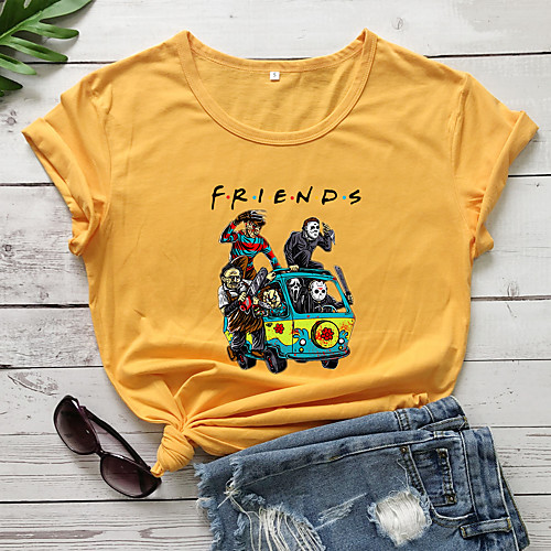 Women's Halloween T shirt Graphic Graphic Prints Letter Print Round Neck Basic Halloween Tops 100% Cotton White Purple Red
Women's Halloween T shirt Graphic Graphic Prints Letter Print Round Neck Basic Halloween Tops 100% Cotton White Purple Red
