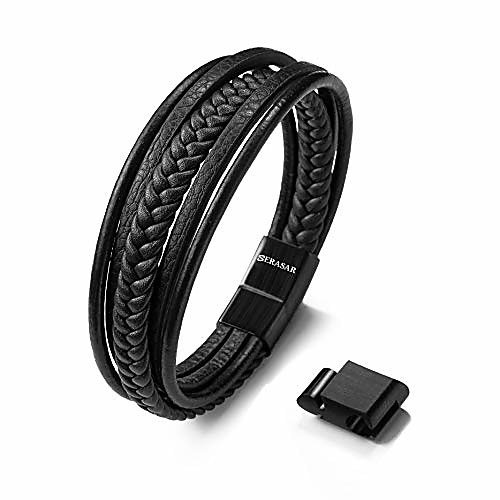 9.00″ black leather bracelets for men - mens bracelets cowhide gift-box braided bracelet stainless steel jewelry wrist-band cuff wrap rope bangle dad man boy pulseras para hombres cuero regalo
9.00″ black leather bracelets for men - mens bracelets cowhide gift-box braided bracelet stainless steel jewelry wrist-band cuff wrap rope bangle dad man boy pulseras para hombres cuero regalo