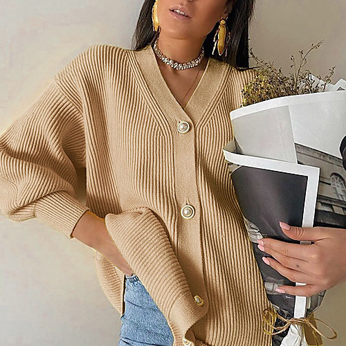 Women's Basic Knitted Solid Color Plain Cardigan Acrylic Fibers Long Sleeve Sweater Cardigans V Neck Fall White Yellow Blushing Pink
Women's Basic Knitted Solid Color Plain Cardigan Acrylic Fibers Long Sleeve Sweater Cardigans V Neck Fall White Yellow Blushing Pink