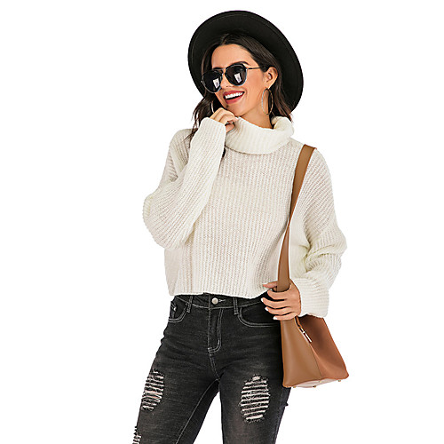 Women's Basic Knitted Solid Color Plain Pullover Long Sleeve Sweater Cardigans Turtleneck Fall Winter White
Women's Basic Knitted Solid Color Plain Pullover Long Sleeve Sweater Cardigans Turtleneck Fall Winter White