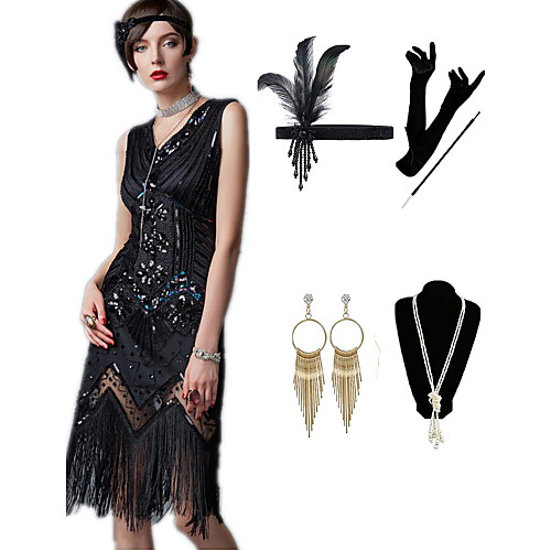 The Great Gatsby 1920s Vintage Vacation Dress Flapper Dress Outfits Masquerade Prom Dress Women's Tassel Fringe Costume Brown black / Black / Light Black Vintage Cosplay Party Prom / Body Jewelry
The Great Gatsby 1920s Vintage Vacation Dress Flapper Dress Outfits Masquerade Prom Dress Women's Tassel Fringe Costume Brown black / Black / Light Black Vintage Cosplay Party Prom / Body Jewelry