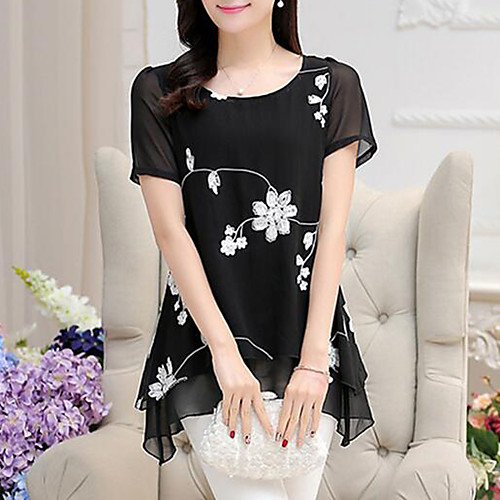 Women's Plus Size Blouse Shirt Floral Flower Asymmetric Print Round Neck Basic Tops White Black
Women's Plus Size Blouse Shirt Floral Flower Asymmetric Print Round Neck Basic Tops White Black