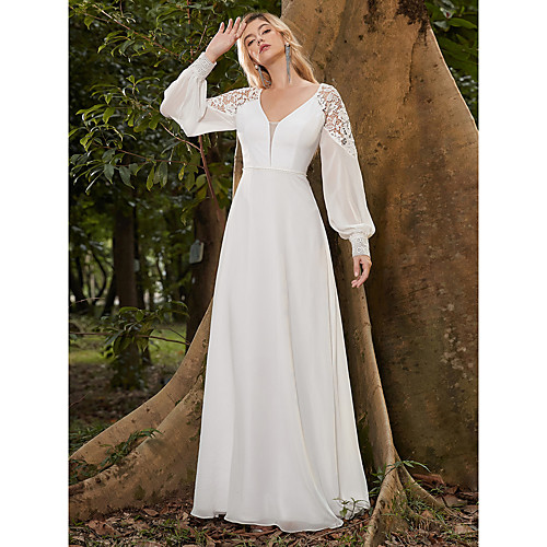 Women's A Line Dress Maxi long Dress White Long Sleeve Solid Color Lace Fall Spring V Neck Hot Elegant Formal Party Beach Slim 2021 S M L XL XXL 3XL 4XL / Chiffon
Women's A Line Dress Maxi long Dress White Long Sleeve Solid Color Lace Fall Spring V Neck Hot Elegant Formal Party Beach Slim 2021 S M L XL XXL 3XL 4XL / Chiffon