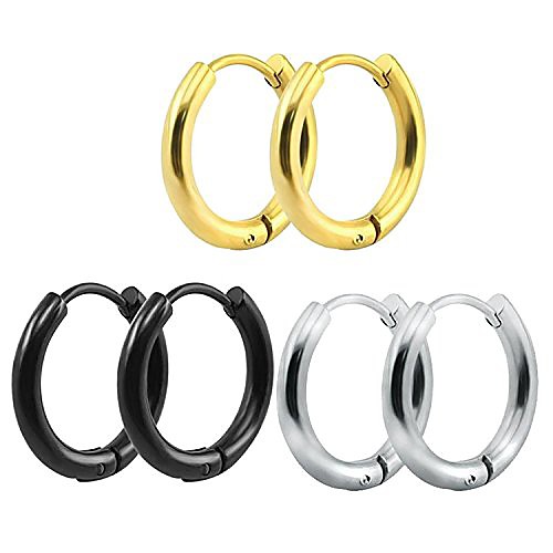 316l surgical stainless steel hoop earrings mens womens small huggie hoop earrings(3 pairs)-12mm
316l surgical stainless steel hoop earrings mens womens small huggie hoop earrings(3 pairs)-12mm