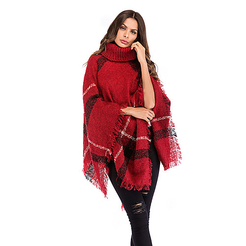 Women's Basic Tassel Knitted Striped Cloak / Capes Long Sleeve Sweater Cardigans Turtleneck Fall Winter Black Red
Women's Basic Tassel Knitted Striped Cloak / Capes Long Sleeve Sweater Cardigans Turtleneck Fall Winter Black Red