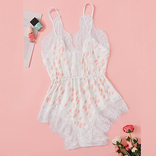Women's Backless Mesh Lace Super Sexy Bodysuits Nightwear Polka Dot White One-Size / Print / Strap / Halter Neck / Deep V / Print
Women's Backless Mesh Lace Super Sexy Bodysuits Nightwear Polka Dot White One-Size / Print / Strap / Halter Neck / Deep V / Print