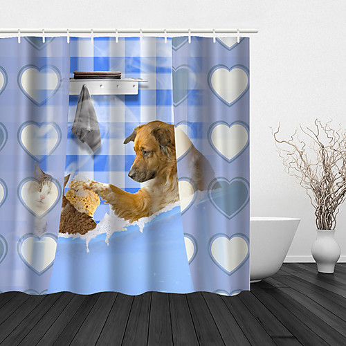 Bathroom Shower Curtain and Hook Classic Polyester Cute Style Waterproof Shower Curtain Dog and Cat Pattern 1pc 72 Inch
Bathroom Shower Curtain and Hook Classic Polyester Cute Style Waterproof Shower Curtain Dog and Cat Pattern 1pc 72 Inch